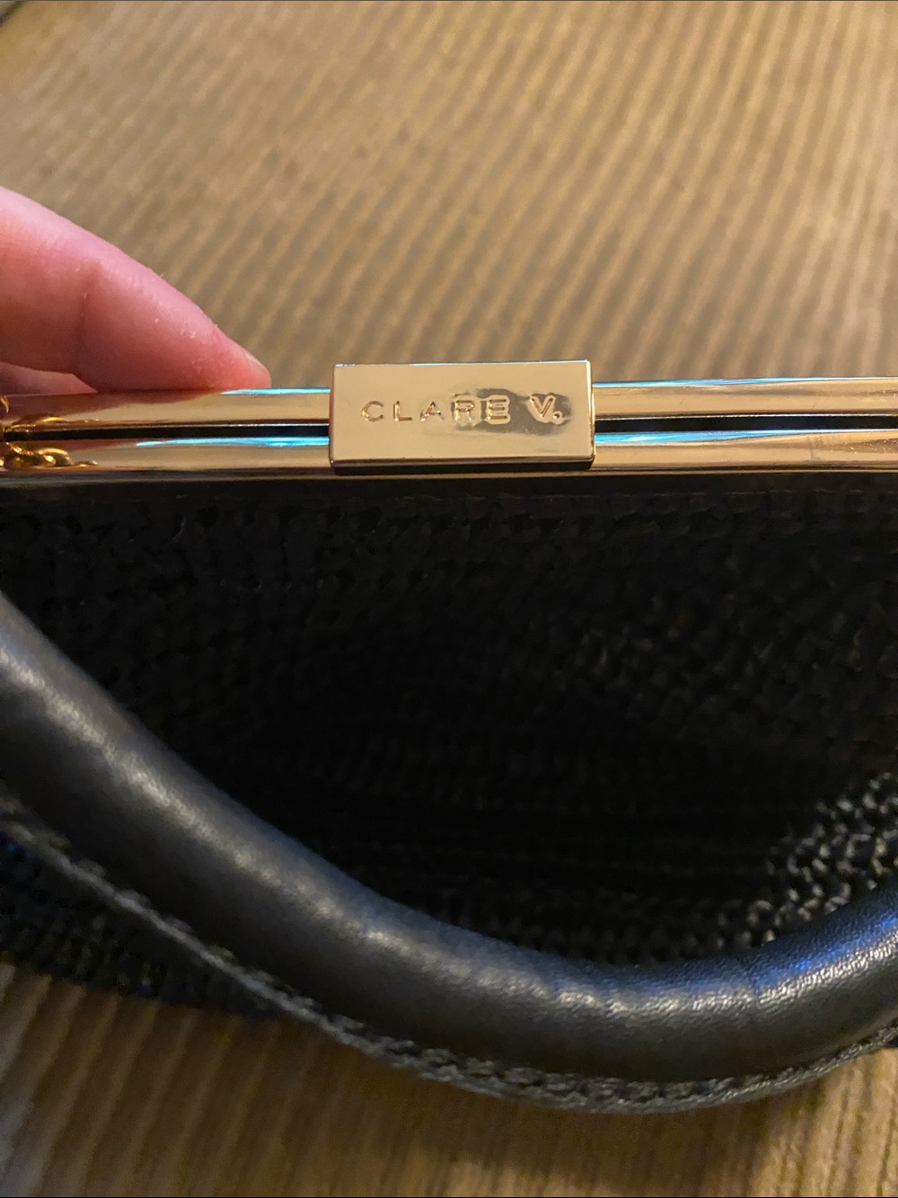 Clare V black Woven Frame Top-Handle Clutch - Picture 3 of 5